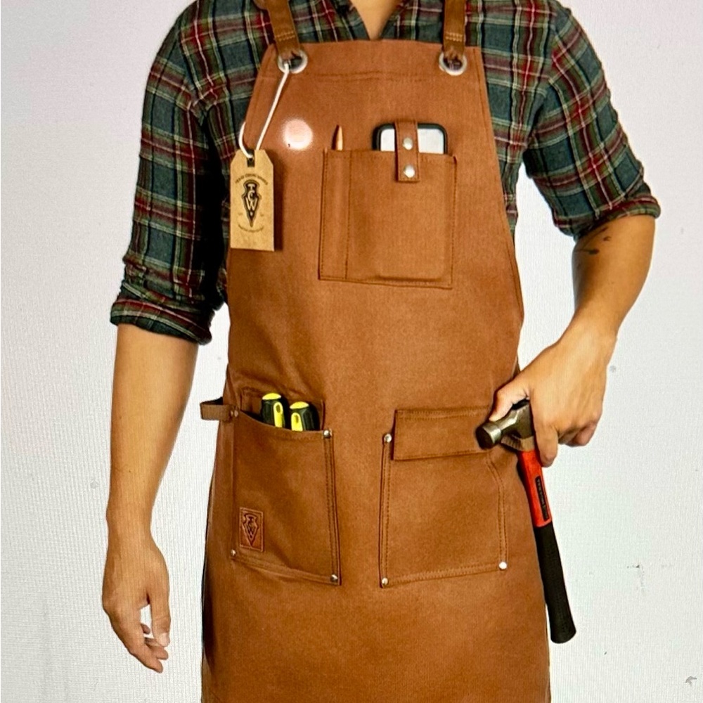 Men's Heavy Duty Waxed Canvas Brown Work Apron